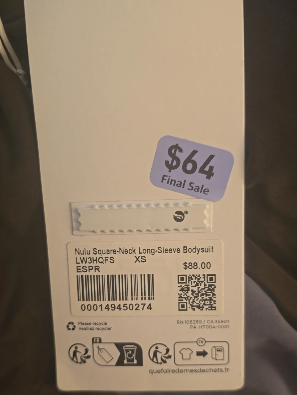 Lululemon Wundermost Bodysuit NWT